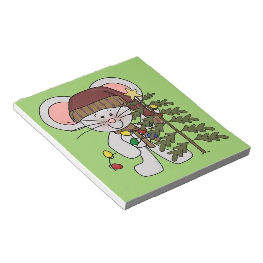 De Muis die van Kerstmis Boom verfraaien Notitieblok (Schuin)