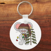 De Muis die van Kerstmis Boom verfraaien Sleutelhanger (Voorkant)
