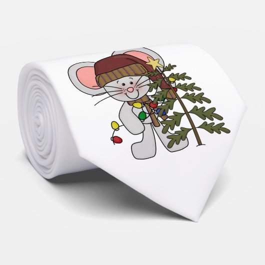 De Muis die van Kerstmis Boom verfraaien Stropdas (Opgerold)