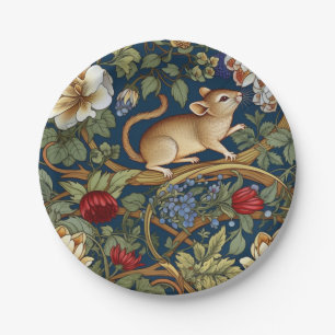 De muis en bloemen Art nouveau Papieren Bordje