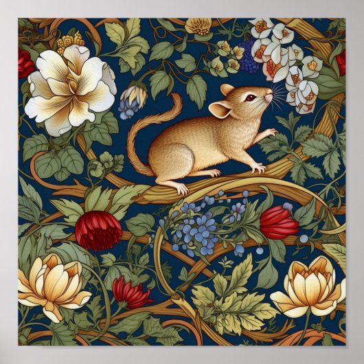 De muis en bloemen Art nouveau Poster (Voorkant)