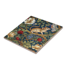 De muis en bloemen Art nouveau Tegeltje