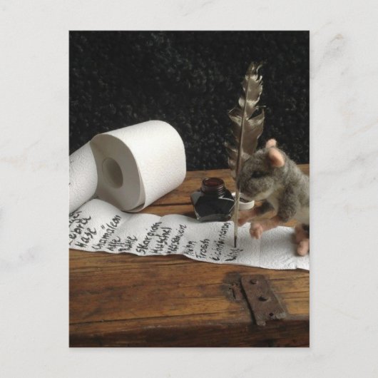 De muis en haar 'lijst doen' briefkaart (Voorkant)