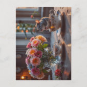 De muis komt naar de thee briefkaart (Voorkant)