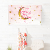 De muis over de roze gouden baby-schoen spandoek (Insitu)