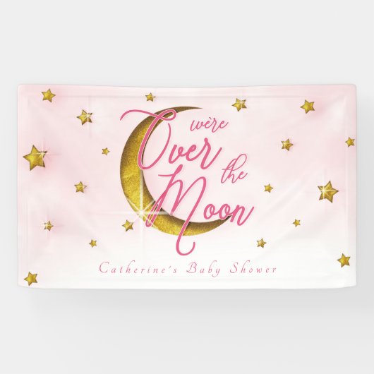 De muis over de roze gouden baby-schoen spandoek (Horizontaal)