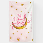 De muis over de roze gouden baby-schoen spandoek (Verticaal)