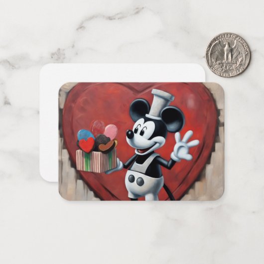 De muis Valentijnsdag Notitiekaartje (Voorkant / Achterkant in situ)