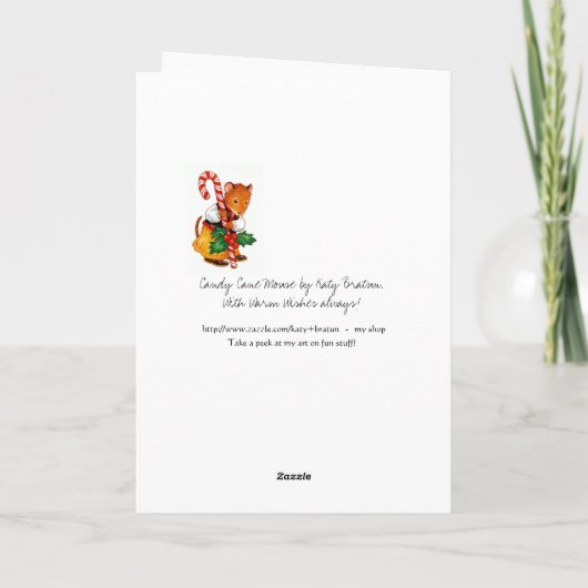 De Muis van Candycane Feestdagen Kaart (Achterkant)