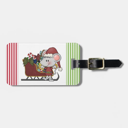 De Muis van de kerstman met Slee Bagagelabel (Voorkant horizontaal)