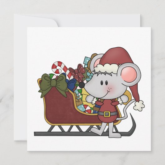 De Muis van de kerstman met Slee Feestdagenkaart (Voorkant)
