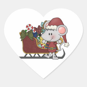 De Muis van de kerstman met Slee Hart Sticker