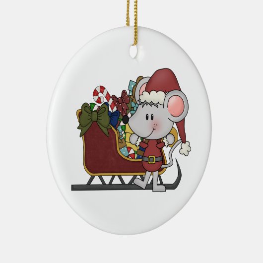 De Muis van de kerstman met Slee Keramisch Ornament (Rechts)