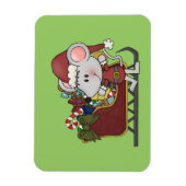 De Muis van de kerstman met Slee Magneet (Verticaal)