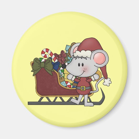 De Muis van de kerstman met Slee Magneet (Voorkant)