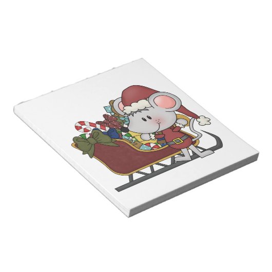 De Muis van de kerstman met Slee Notitieblok (Schuin)