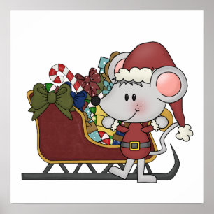 De Muis van de kerstman met Slee Poster