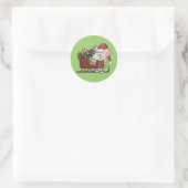 De Muis van de kerstman met Slee Ronde Sticker (Tas)