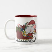 De Muis van de kerstman met Slee Tweekleurige Koffiemok (Links)