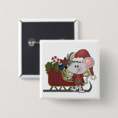 De Muis van de kerstman met Slee Vierkante Button 5,1 Cm (Voorkant /achterkant)