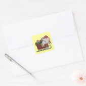 De Muis van de kerstman met Slee Vierkante Sticker (Envelop)