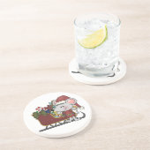 De Muis van de kerstman met Slee Zandsteen Onderzetter (Zijkant)