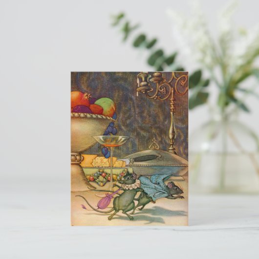 De muis van de stad en de landmuis briefkaart (Staand voorkant)