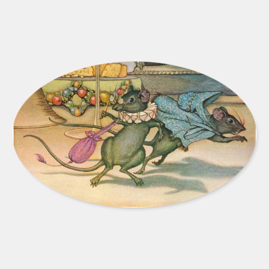 De muis van de stad en de landmuis ovale sticker (Voorkant)