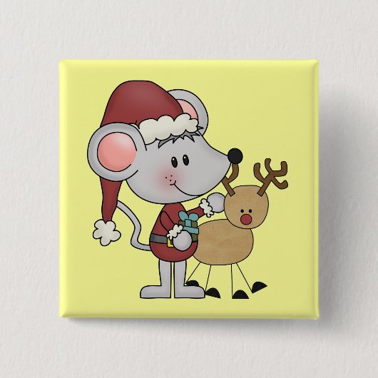De Muis van Kerstmis en Vierkante Button 5,1 Cm (Voorkant)