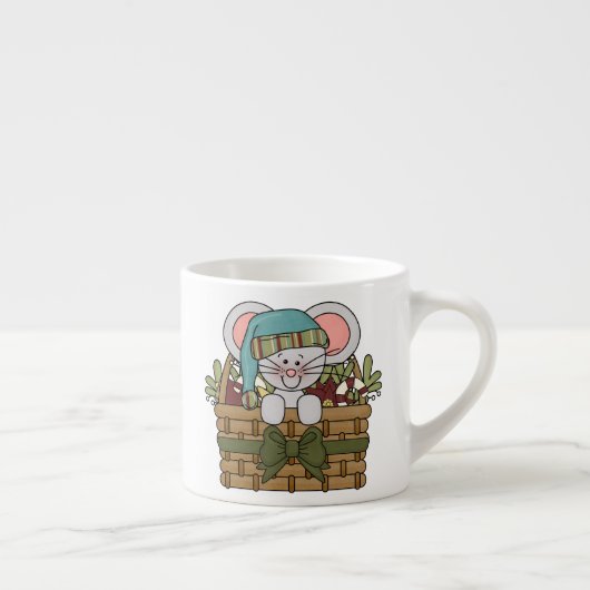 De Muis van Kerstmis in Mand Espresso Kop (Rechts)