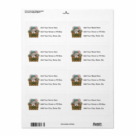 De Muis van Kerstmis in Mand Etiket (Full Sheet)