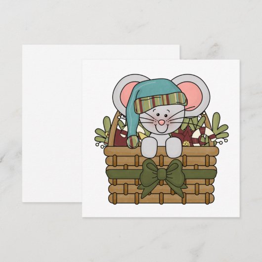 De Muis van Kerstmis in Mand Feestdagenkaart (Voorkant / Achterkant)