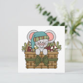 De Muis van Kerstmis in Mand Feestdagenkaart (Staand voorkant)