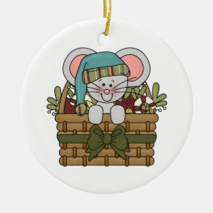 De Muis van Kerstmis in Mand Keramisch Ornament