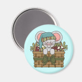 De Muis van Kerstmis in Mand Magneet (Voorkant / Achterkant)