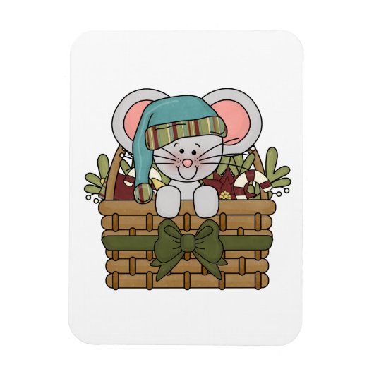 De Muis van Kerstmis in Mand Magneet (Verticaal)