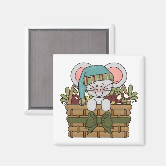 De Muis van Kerstmis in Mand Magneet (Voorkant / Achterkant)