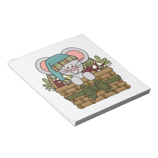 De Muis van Kerstmis in Mand Notitieblok (Schuin)