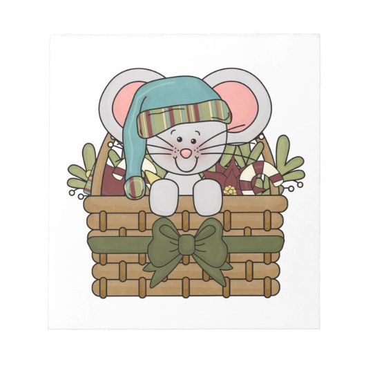 De Muis van Kerstmis in Mand Notitieblok (Voorkant)