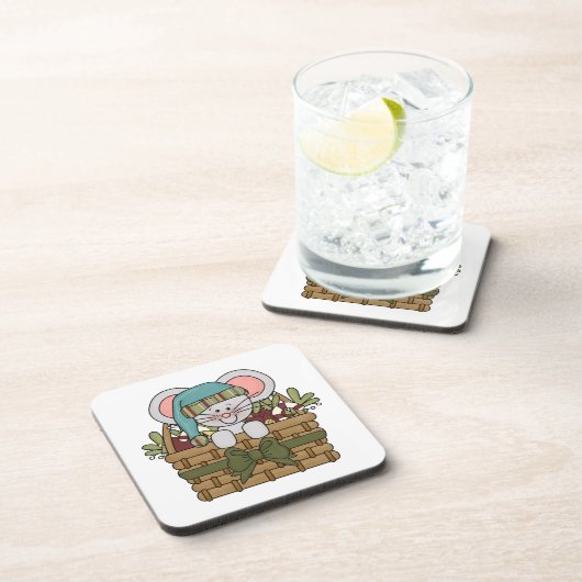 De Muis van Kerstmis in Mand Onderzetter (Rechterzijde)