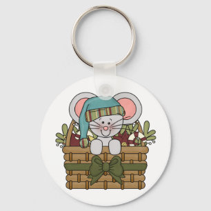 De Muis van Kerstmis in Mand Sleutelhanger