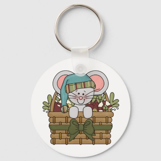 De Muis van Kerstmis in Mand Sleutelhanger (Voorkant)