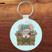 De Muis van Kerstmis in Mand Sleutelhanger (Voorkant)