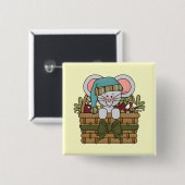 De Muis van Kerstmis in Mand Vierkante Button 5,1 Cm (Voorkant /achterkant)