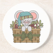 De Muis van Kerstmis in Mand Zandsteen Onderzetter (Voorkant)