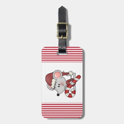 De Muis van Kerstmis met het Riet van het Snoep Bagagelabel (Voorkant verticaal)