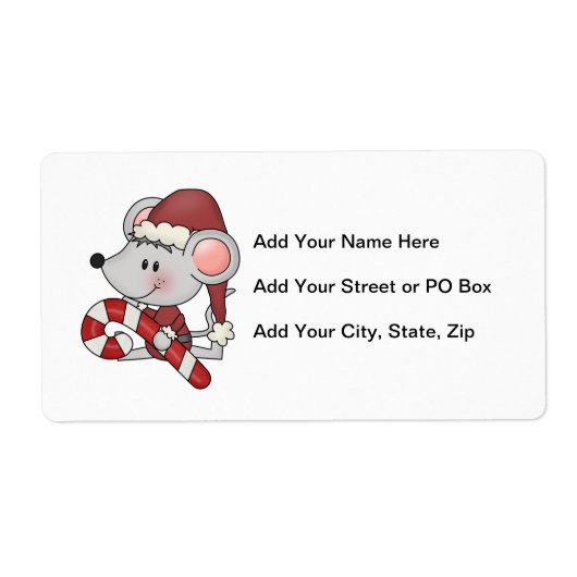 De Muis van Kerstmis met het Riet van het Snoep Etiket (Voorkant)