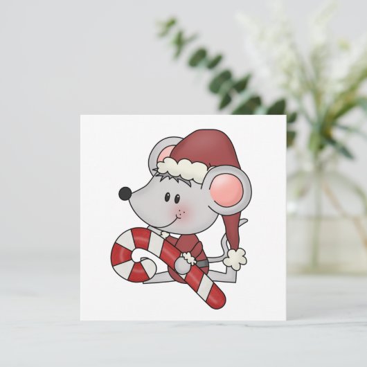 De Muis van Kerstmis met het Riet van het Snoep Feestdagenkaart (Staand voorkant)