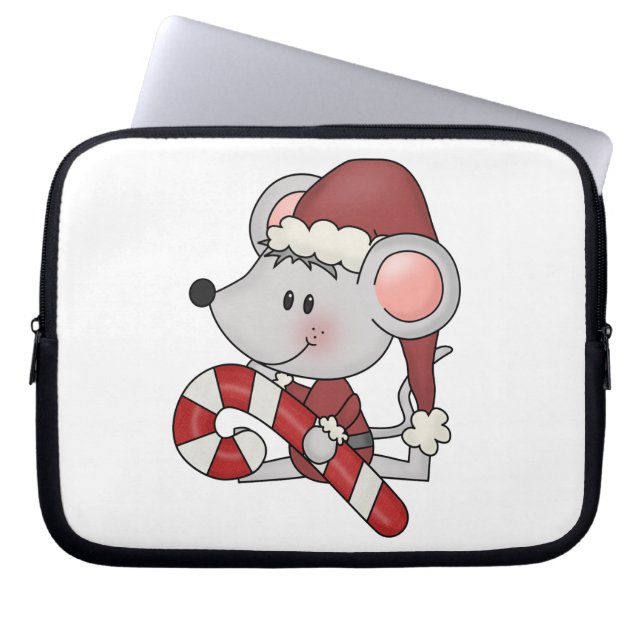 De Muis van Kerstmis met het Riet van het Snoep Laptop Sleeve (Voorkant)