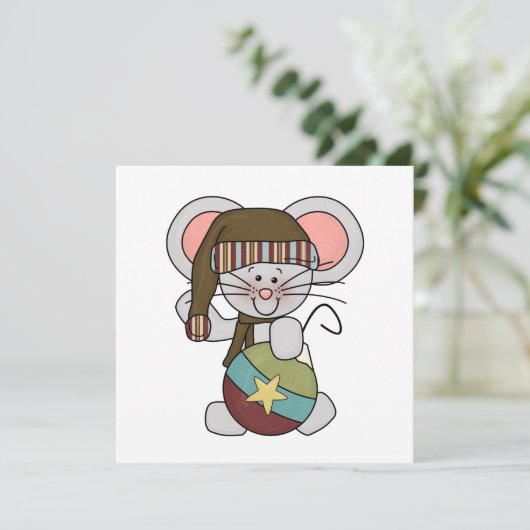 De Muis van Kerstmis met Ornament Feestdagenkaart (Staand voorkant)